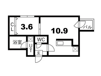 ガーディアン本郷通(1LDK/2階)の間取り写真