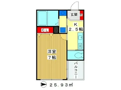 エスポワールルミエール(1K/2階)の間取り写真