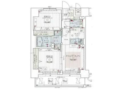 エステムコート難波サウスプレイスIVパークグレイス(2DK/10階)の間取り写真