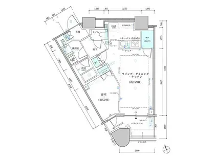 パークタワー勝どきサウス(1SLDK/17階)の間取り写真