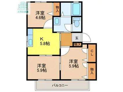 ロワールKAKUZEN(3K/2階)の間取り写真