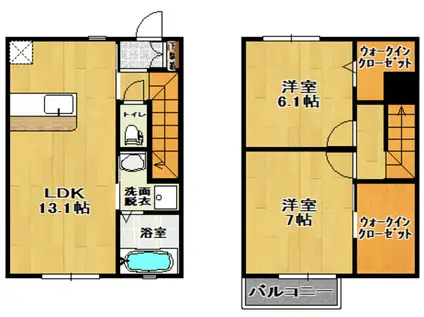 サンハイムB(2LDK/1階)の間取り写真