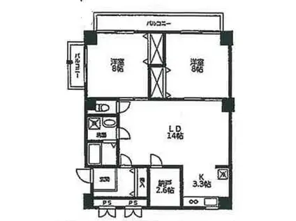 フォーリスト自由が丘(2SLDK/2階)の間取り写真