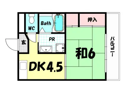 ERメゾンくすのき(1DK/3階)の間取り写真