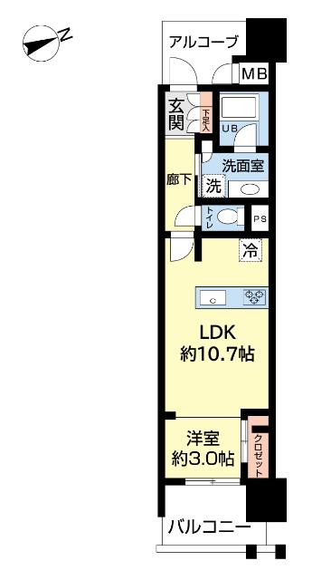 ザ・プレミアム長崎駅前(1LDK/3階)の間取り写真