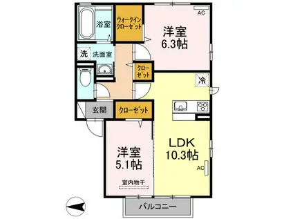 D-ROOM モンテ(2LDK/2階)の間取り写真