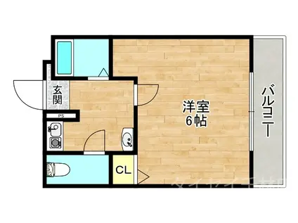 GOパレス森ノ宮(1K/1階)の間取り写真