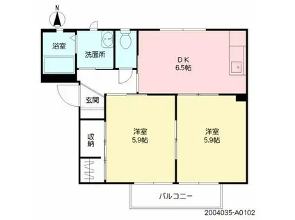 ANTYS A棟(2DK/1階)の間取り写真