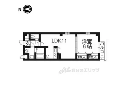 サニーコンフォート北山(1LDK/2階)の間取り写真