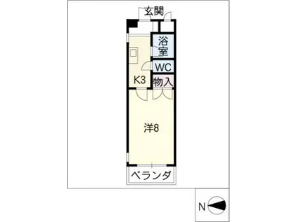 ヴューヒルス植田(1K/3階)の間取り写真