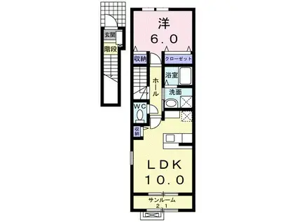 フルールVI(1LDK/2階)の間取り写真