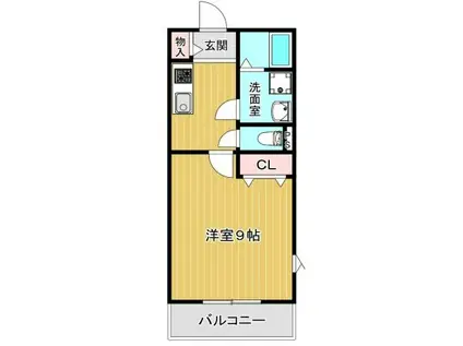 ベリッシモ春日(1K/2階)の間取り写真