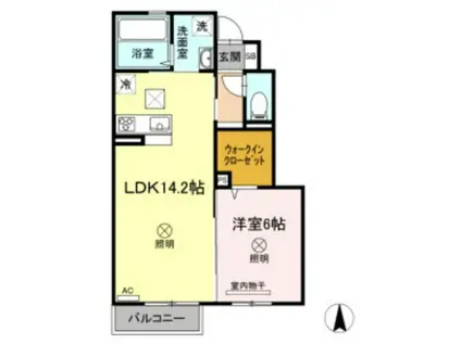 グラシア(1LDK/1階)の間取り写真