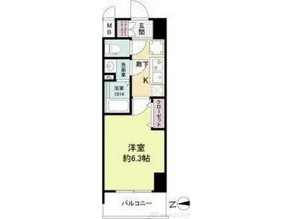 ソルテラス本庄西クレアスト(1K/8階)の間取り写真