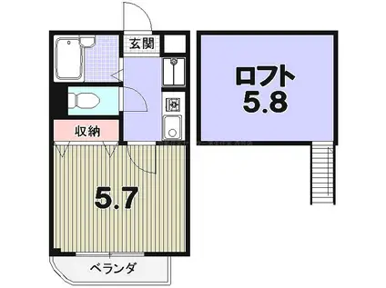 パープルクラウドI(1K/3階)の間取り写真