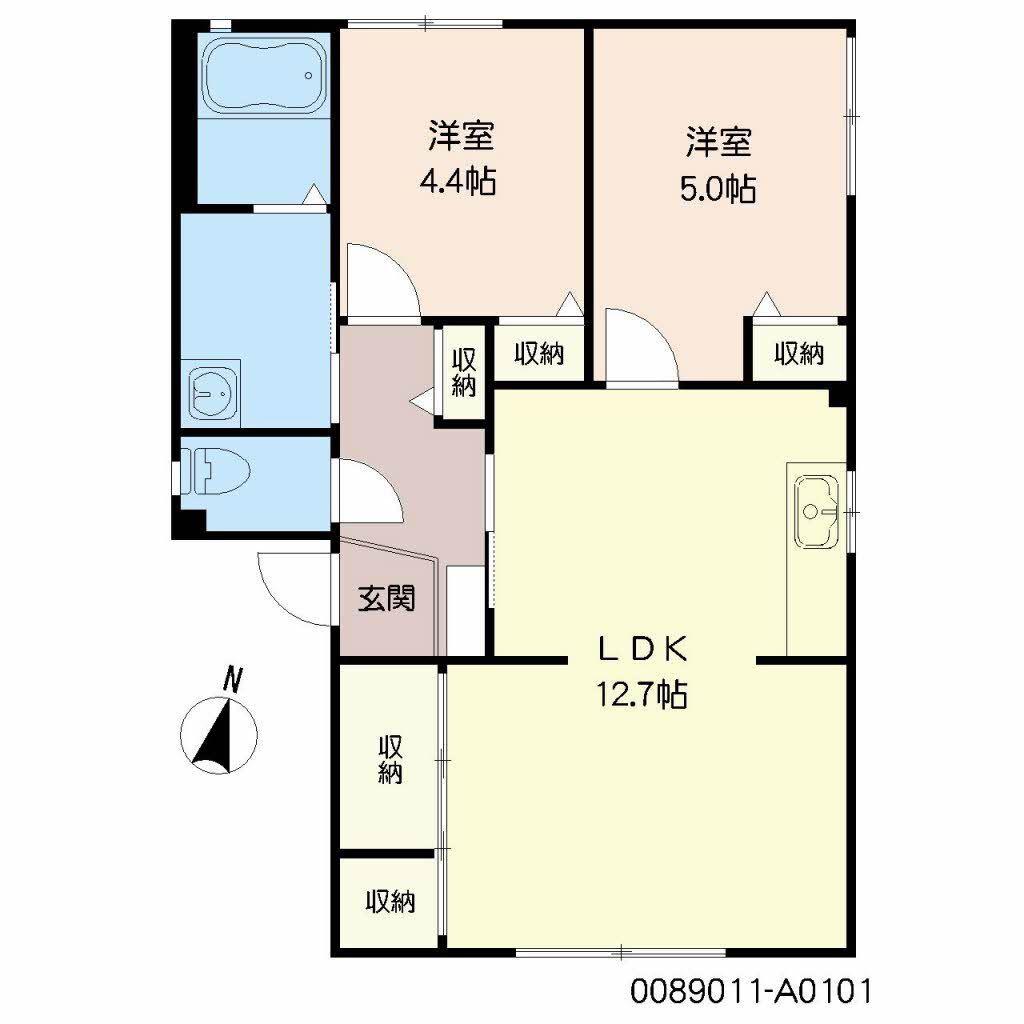 グリーングラス A棟(2LDK/1階)の間取り写真