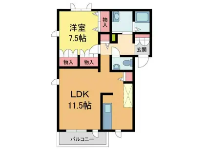シャーメゾン丸橋(1LDK/1階)の間取り写真