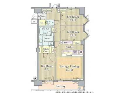 PRIME URBAN 東中野 COURT(3LDK/6階)の間取り写真