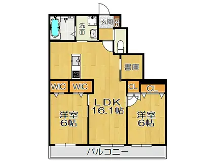 クレールメゾン東園田(2LDK/2階)の間取り写真