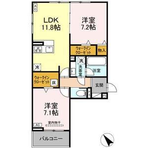 カーサ・セレナ(2LDK/1階)の間取り写真