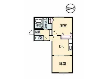 アマービレ 5TH(2DK/1階)の間取り写真