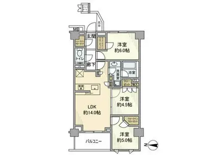 ザ・パークハウス東陽町翠賓閣(3LDK/3階)の間取り写真