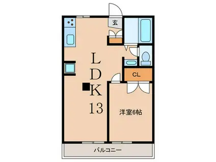 カーサスズキ(1LDK/1階)の間取り写真