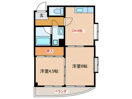 BELL GRAY K.I(2DK/3階)の間取り写真