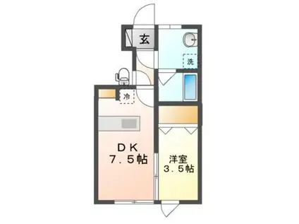 ピノ・ノワール(1DK/1階)の間取り写真