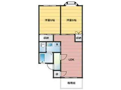 アンソレイエII(2LDK/1階)の間取り写真