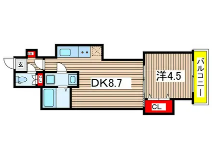 GRAND千葉中央(1DK/2階)の間取り写真