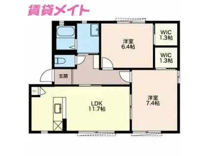 プリエールA(2LDK/1階)の間取り写真