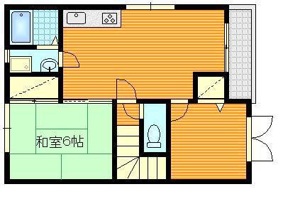 ビレッジ住岡 B棟(2LDK/2階)の間取り写真