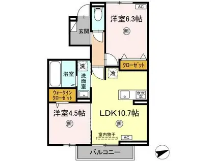 D-RESENA古川I(2LDK/1階)の間取り写真