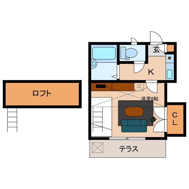 ガーデンコートRIVAGE(1K/1階)の間取り写真