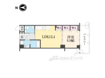 リヴァーウエスト西野山(1LDK/5階)の間取り写真