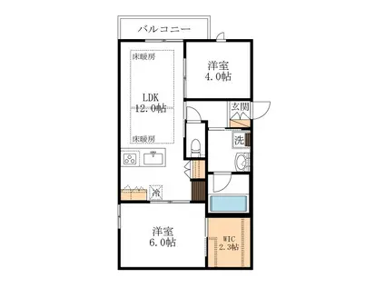 MAISON DE SUCRE(2LDK/1階)の間取り写真