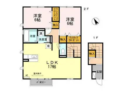 ルーエII(2LDK/2階)の間取り写真