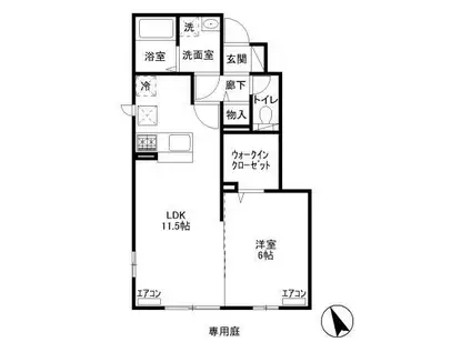 KドルフIII(1LDK/1階)の間取り写真