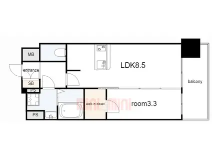 プレサンス神戸長田マリエント(1LDK/10階)の間取り写真
