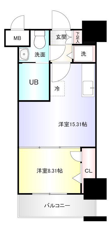NO.71オリエントトラストタワー(1DK/12階)の間取り写真