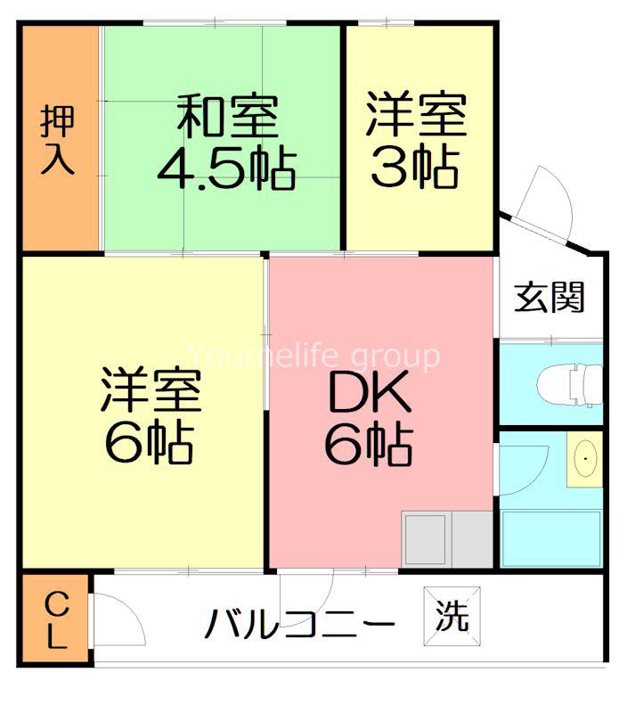 川上団地18号棟(3DK/4階)の間取り写真