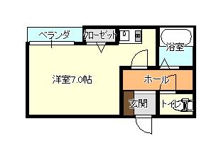 カナンIII(ワンルーム/1階)の間取り写真