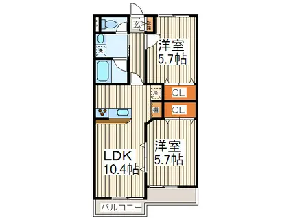 ハピネスロッサ(2LDK/1階)の間取り写真