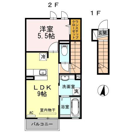 ル・リアン(1LDK/2階)の間取り写真