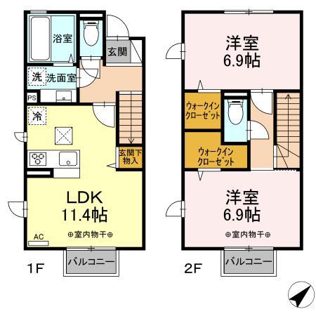 メゾン・ノアールロッシュ(2LDK/1階)の間取り写真