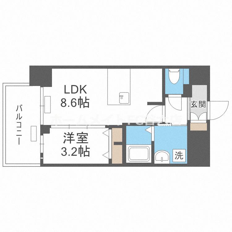 プレサンス四天王寺前夕陽ヶ丘 凛宮(1LDK/12階)の間取り写真