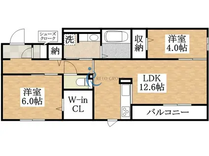カーサ楯原(2LDK/3階)の間取り写真
