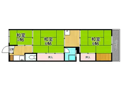 ビレッジハウス私部(3K/2階)の間取り写真