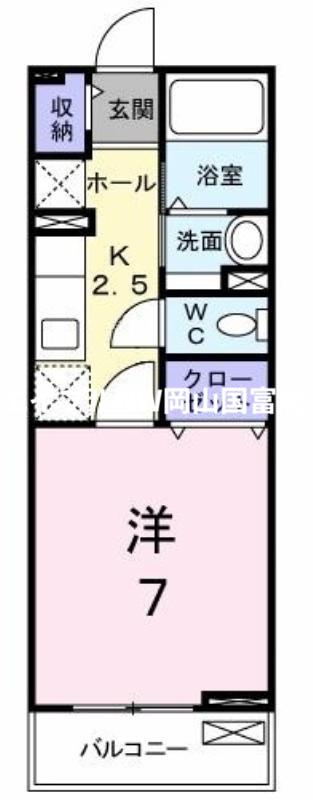 グリーンスプリングスB(1K/2階)の間取り写真